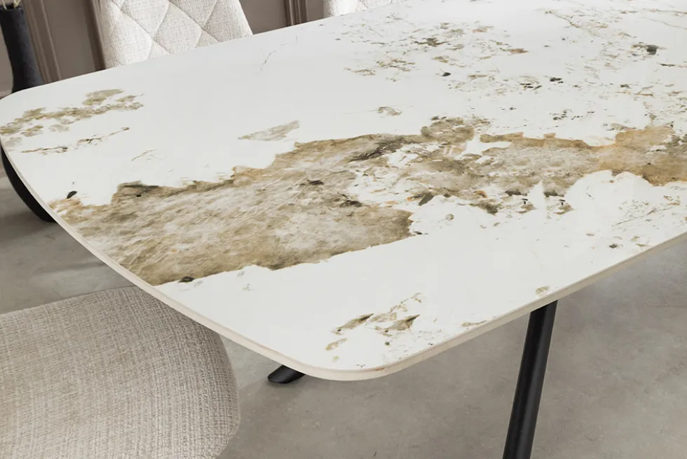 Design Esstisch OSAKA 200cm weiß schwarz Pandora Keramik Sterngestell Metall