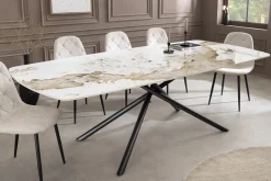 Design Esstisch OSAKA 200cm weiß schwarz Pandora Keramik Sterngestell Metall