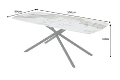 Design Esstisch OSAKA 200cm weiß schwarz Pandora Keramik Sterngestell Metall