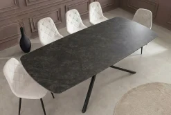 Design Esstisch OSAKA 160cm anthrazit Keramik schwarz Sterngestell Metall