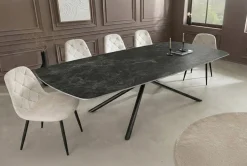 Design Esstisch OSAKA 160cm anthrazit Keramik schwarz Sterngestell Metall