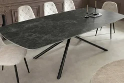 Design Esstisch OSAKA 160cm anthrazit Keramik schwarz Sterngestell Metall