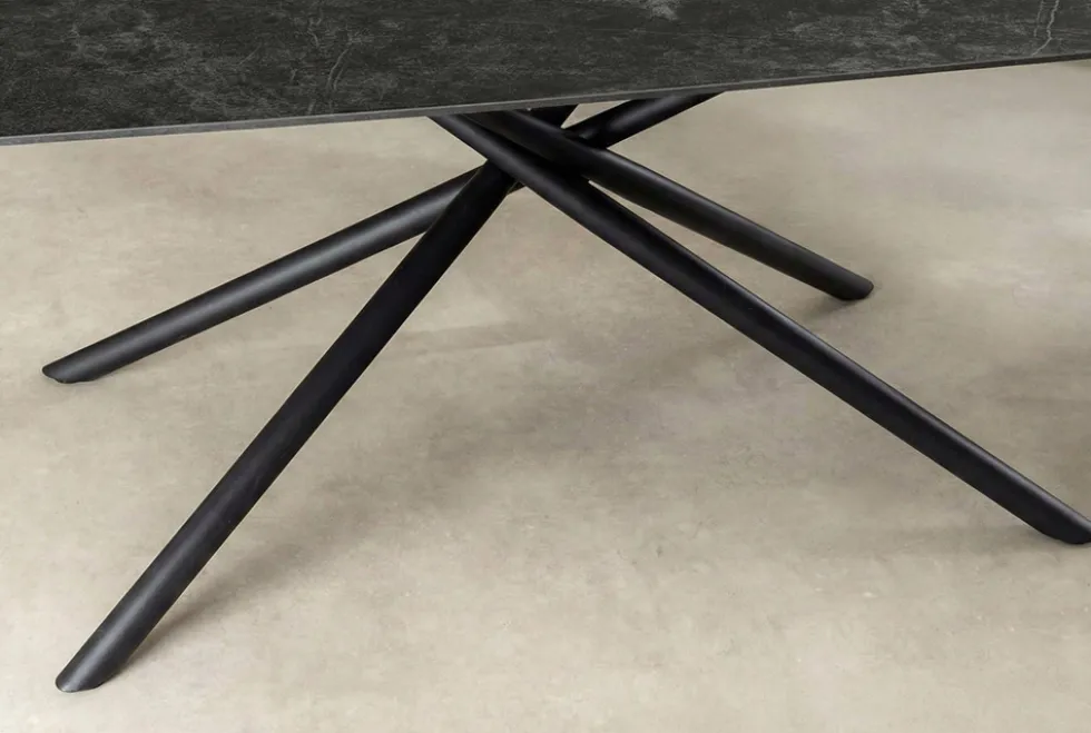 Design Esstisch OSAKA 160cm anthrazit Keramik schwarz Sterngestell Metall