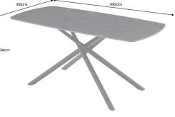 Design Esstisch OSAKA 160cm anthrazit Keramik schwarz Sterngestell Metall