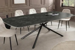 Design Esstisch OSAKA 160cm anthrazit Keramik schwarz Sterngestell Metall