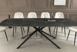 Design Esstisch OSAKA 160cm anthrazit Keramik schwarz Sterngestell Metall