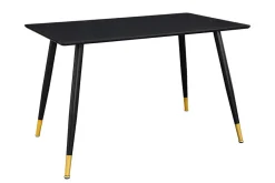 Design Esstisch PARIS 120cm schwarz Eichenholz mit goldenen Fußkappen