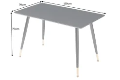 Design Esstisch PARIS 120cm schwarz Eichenholz mit goldenen Fußkappen