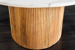 Design Esstisch TRES CHIC 140cm weiß Marmorplatte rund braun Mangoholz