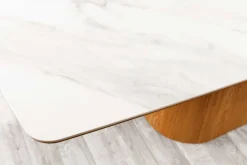 Design Esstisch UNIQUE 200cm weiß Eiche Keramik Marmor Säulenfuß