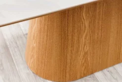Design Esstisch UNIQUE 200cm weiß Eiche Keramik Marmor Säulenfuß