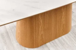 Design Esstisch UNIQUE 200cm weiß Eiche Keramik Marmor Säulenfuß