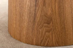 Design Esstisch UNIQUE 200cm natur braun Travertin Keramik Eichenholz Säulenfuß