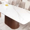 Design Esstisch UNIQUE 200cm weiß Walnuss Keramik Marmor Säulenfuß