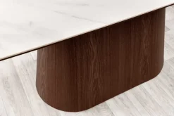 Design Esstisch UNIQUE 200cm weiß Walnuss Keramik Marmor Säulenfuß