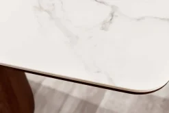 Design Esstisch UNIQUE 200cm weiß Walnuss Keramik Marmor Säulenfuß