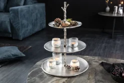 Design Etagere ABSTRACT 50cm silber mit drei Etagen