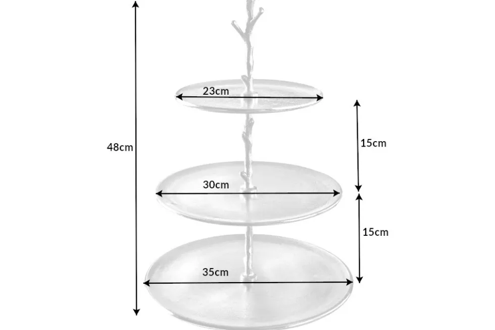 Design Etagere ABSTRACT 50cm silber mit drei Etagen