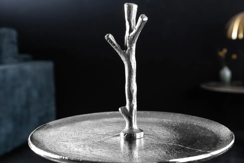 Design Etagere ABSTRACT 50cm silber mit drei Etagen