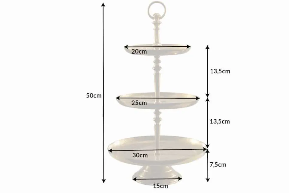 Design Etagere ORIENT 50cm gold im Wild Hammerschlag mit drei Etagen