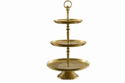 Design Etagere ORIENT 50cm gold im Wild Hammerschlag mit drei Etagen