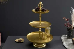 Design Etagere ORIENT 50cm gold im Wild Hammerschlag mit drei Etagen