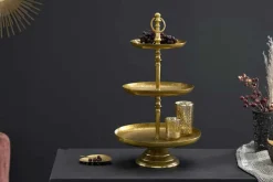 Design Etagere ORIENT 50cm gold im Wild Hammerschlag mit drei Etagen