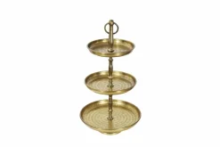 Design Etagere ORIENT 50cm gold im Wild Hammerschlag mit drei Etagen