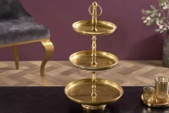Design Etagere ORIENT 50cm gold im Wild Hammerschlag mit drei Etagen
