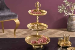 Design Etagere ORIENT 50cm gold im Wild Hammerschlag mit drei Etagen