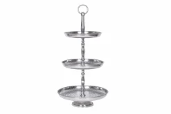 Design Etagere ORIENT 50cm silber im Wild Hammerschlag mit drei Etagen