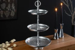 Design Etagere ORIENT 50cm silber im Wild Hammerschlag mit drei Etagen