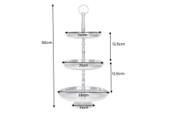 Design Etagere ORIENT 50cm silber im Wild Hammerschlag mit drei Etagen