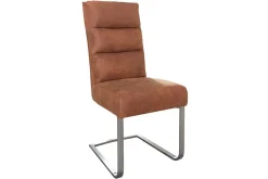 Design Freischwinger Stuhl COMFORT hellbraun mit Edelstahl-Gestell