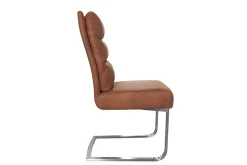 Design Freischwinger Stuhl COMFORT hellbraun mit Edelstahl-Gestell