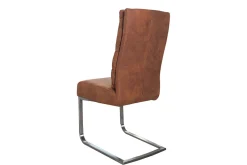 Design Freischwinger Stuhl COMFORT hellbraun mit Edelstahl-Gestell