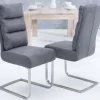 Design Freischwinger Stuhl COMFORT vintage grau mit Edelstahl-Gestell