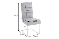 Design Freischwinger Stuhl COMFORT vintage grau mit Edelstahl-Gestell