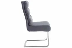 Design Freischwinger Stuhl COMFORT vintage grau mit Edelstahl-Gestell