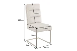 Design Freischwinger Stuhl COMFORT beige Strukturstoff mit Metallgestell