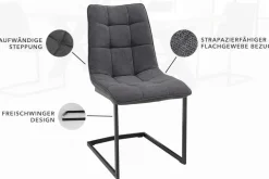 Design Freischwinger Stuhl MIAMI dunkelgrau Metallgestell matt schwarz