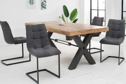 Design Freischwinger Stuhl MIAMI dunkelgrau Metallgestell matt schwarz