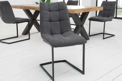 Design Freischwinger Stuhl MIAMI dunkelgrau Metallgestell matt schwarz
