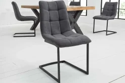 Design Freischwinger Stuhl MIAMI dunkelgrau Metallgestell matt schwarz