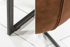 Design Freischwinger Stuhl MIAMI braun antik Metallgestell matt schwarz