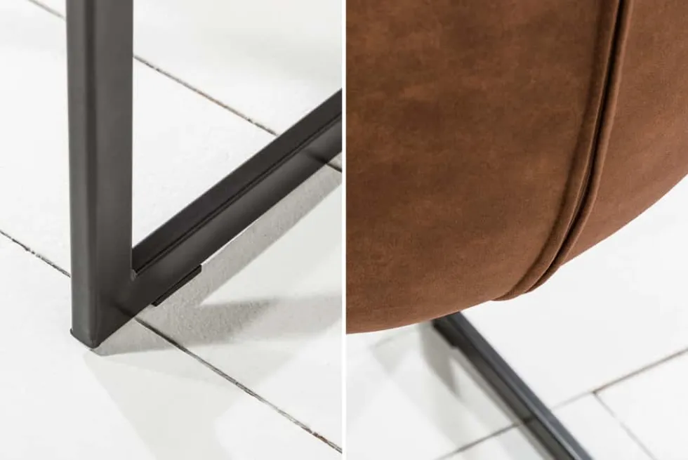 Design Freischwinger Stuhl MIAMI braun antik Metallgestell matt schwarz