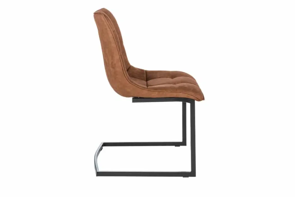 Design Freischwinger Stuhl MIAMI braun antik Metallgestell matt schwarz