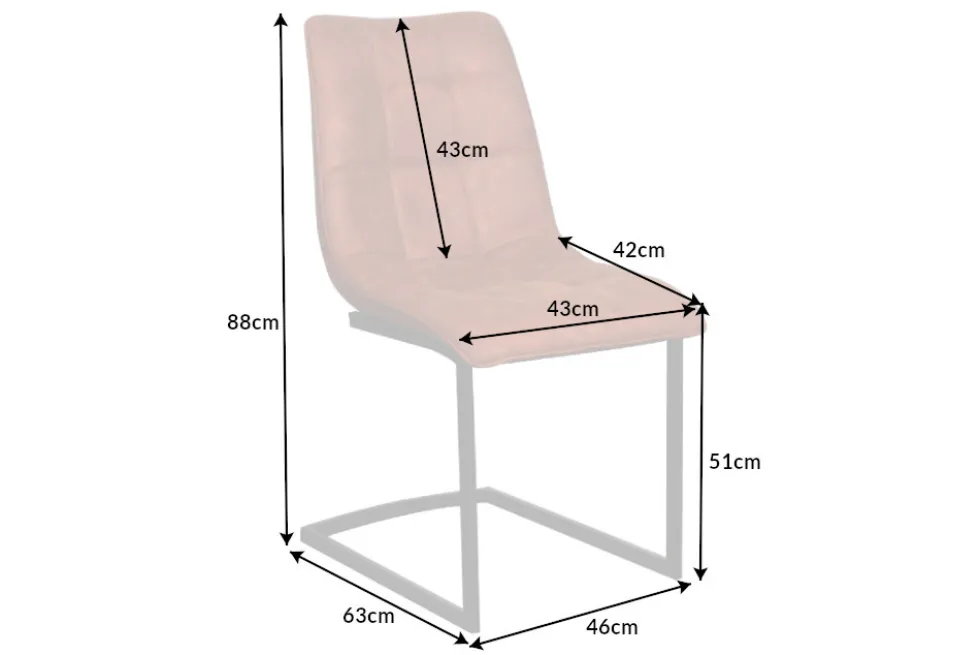 Design Freischwinger Stuhl MIAMI braun antik Metallgestell matt schwarz