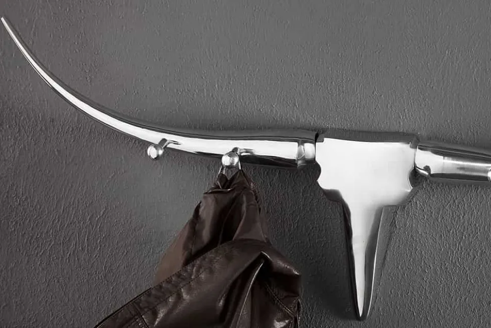 Design Garderobe BULL 100cm Aluminium Wanddekoration Stierkopf