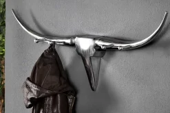 Design Garderobe BULL 100cm Aluminium Wanddekoration Stierkopf